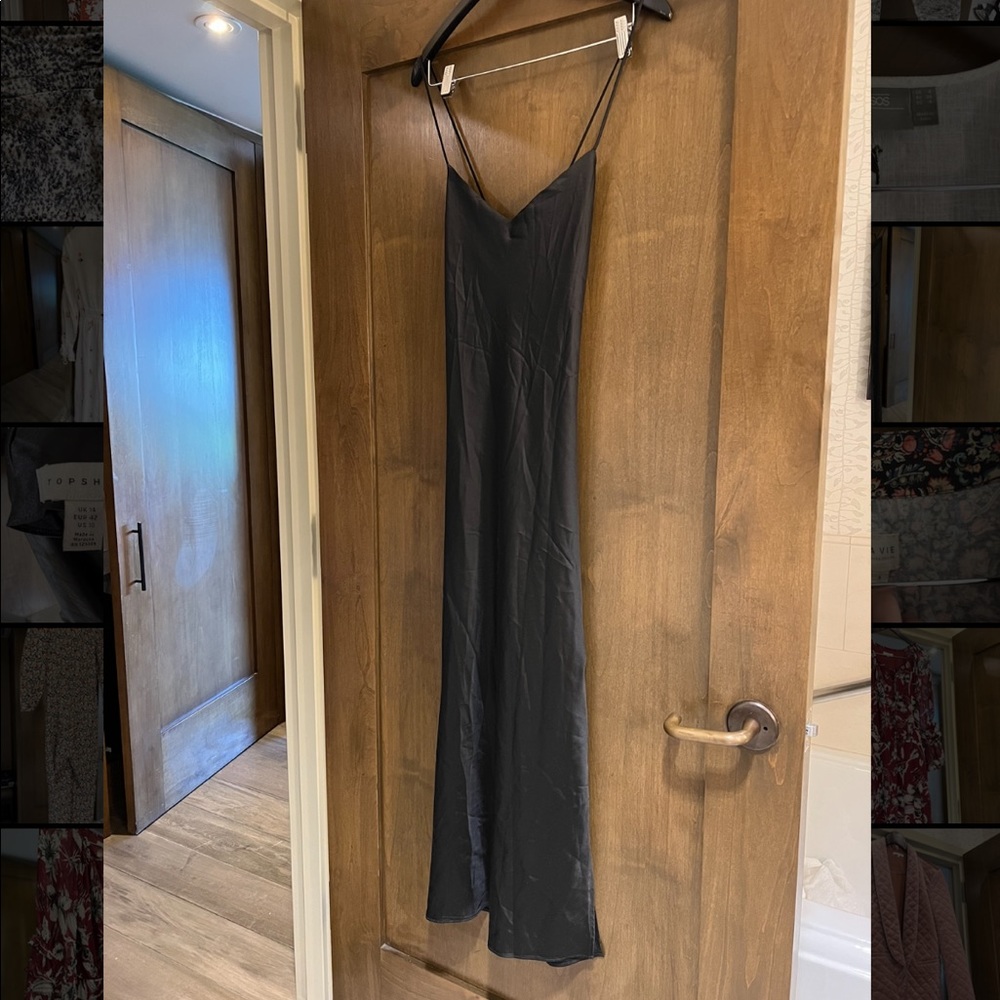 Topshop Satin Maxi Evening Dress Criss Cross back straps